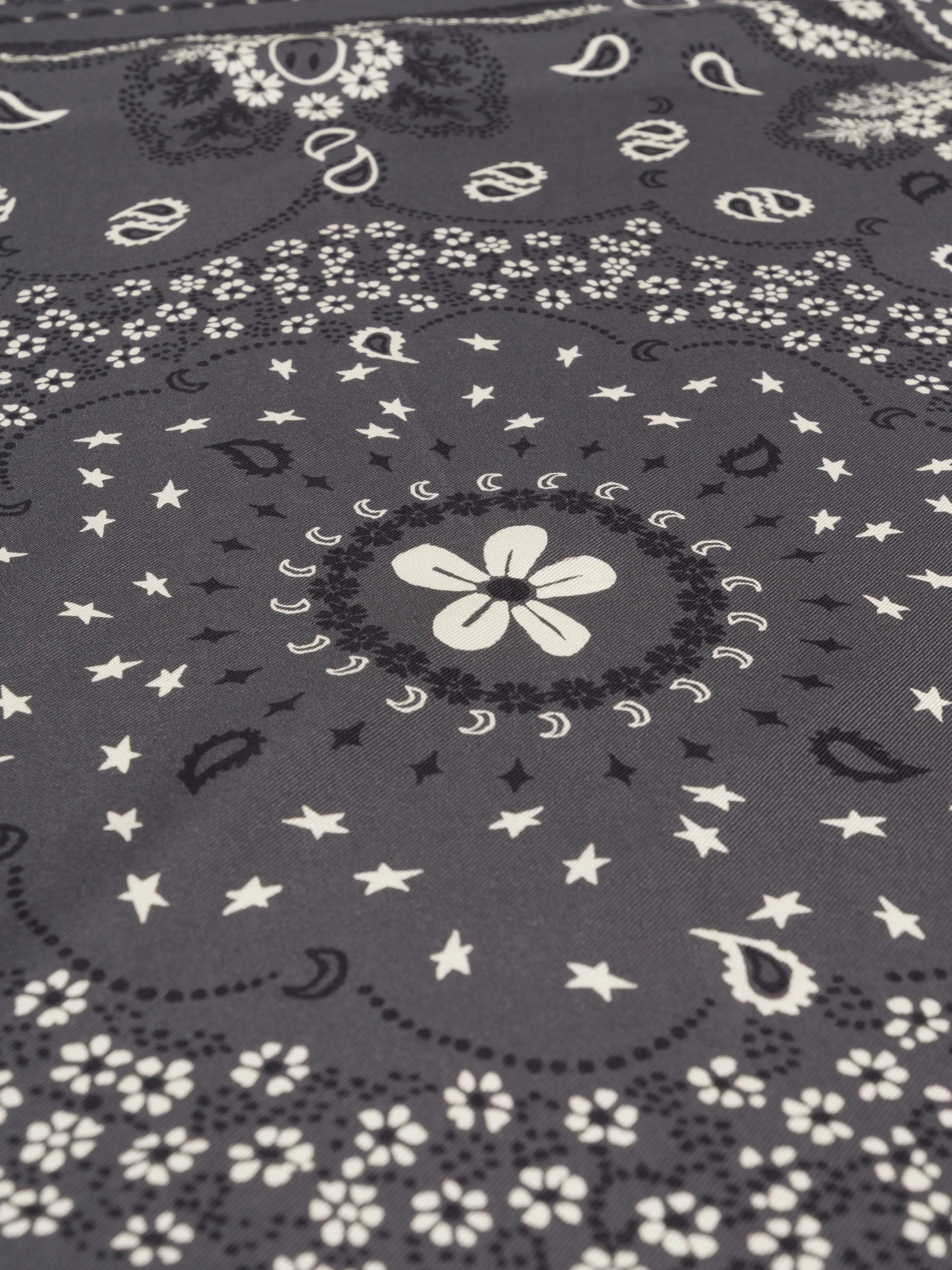 Bandana Classique en Soie - GRIS ANTHRACITE - Petit Modèle - Image 3