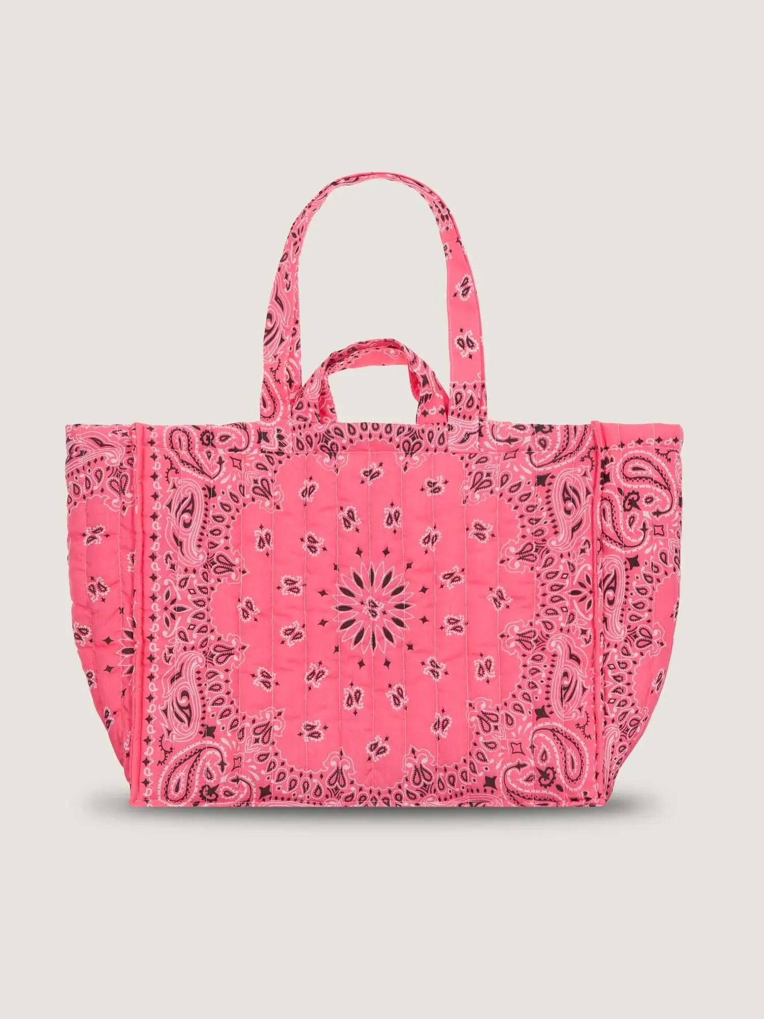 Maxi Cabas Matelassé - HAPPY FACE - All Strawberry Pink - Image 3