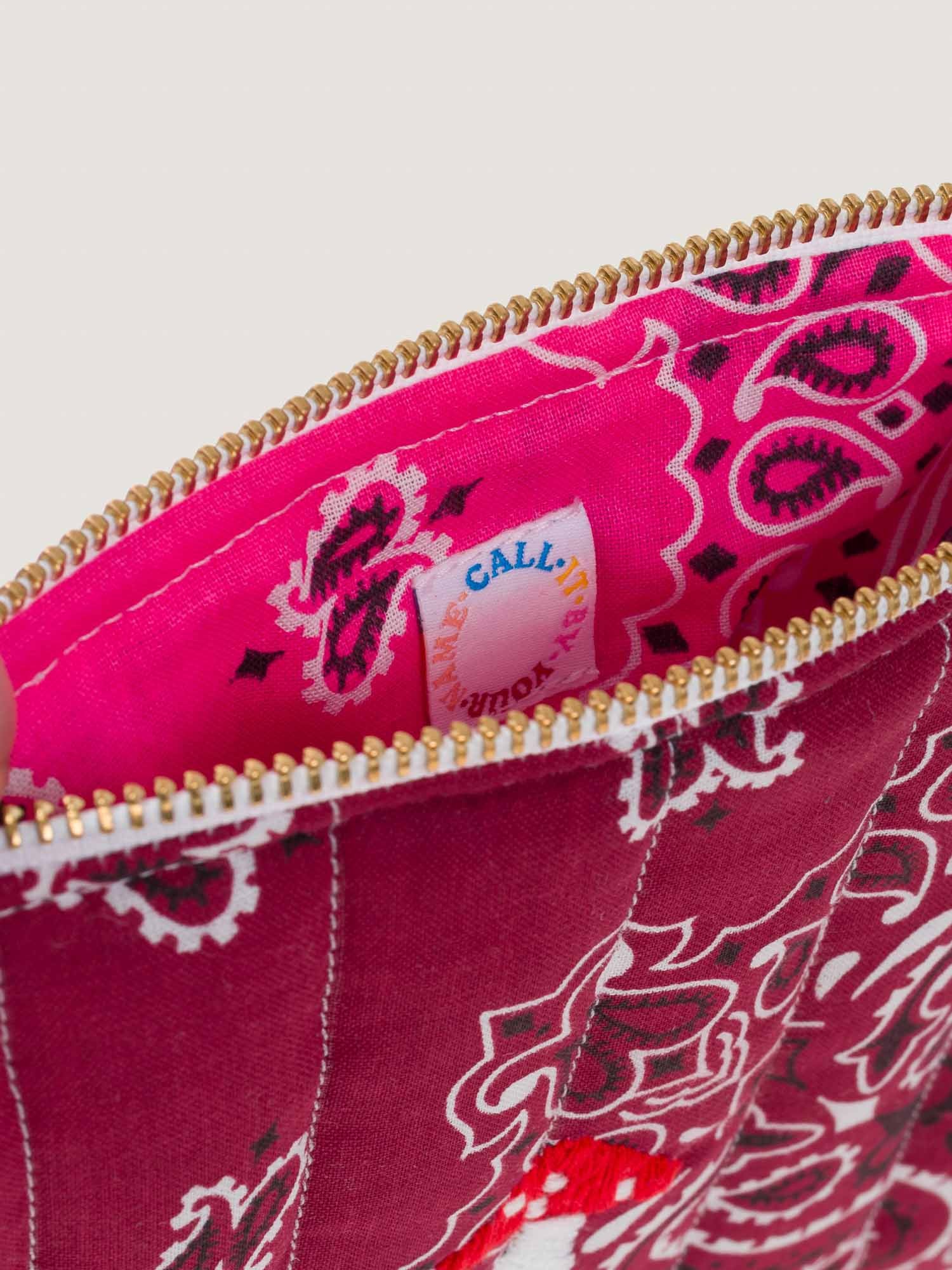 Mini Pochette Zippée Matelassée - CHAMPIGNON - Bordeaux / Fuchsia - Image 5