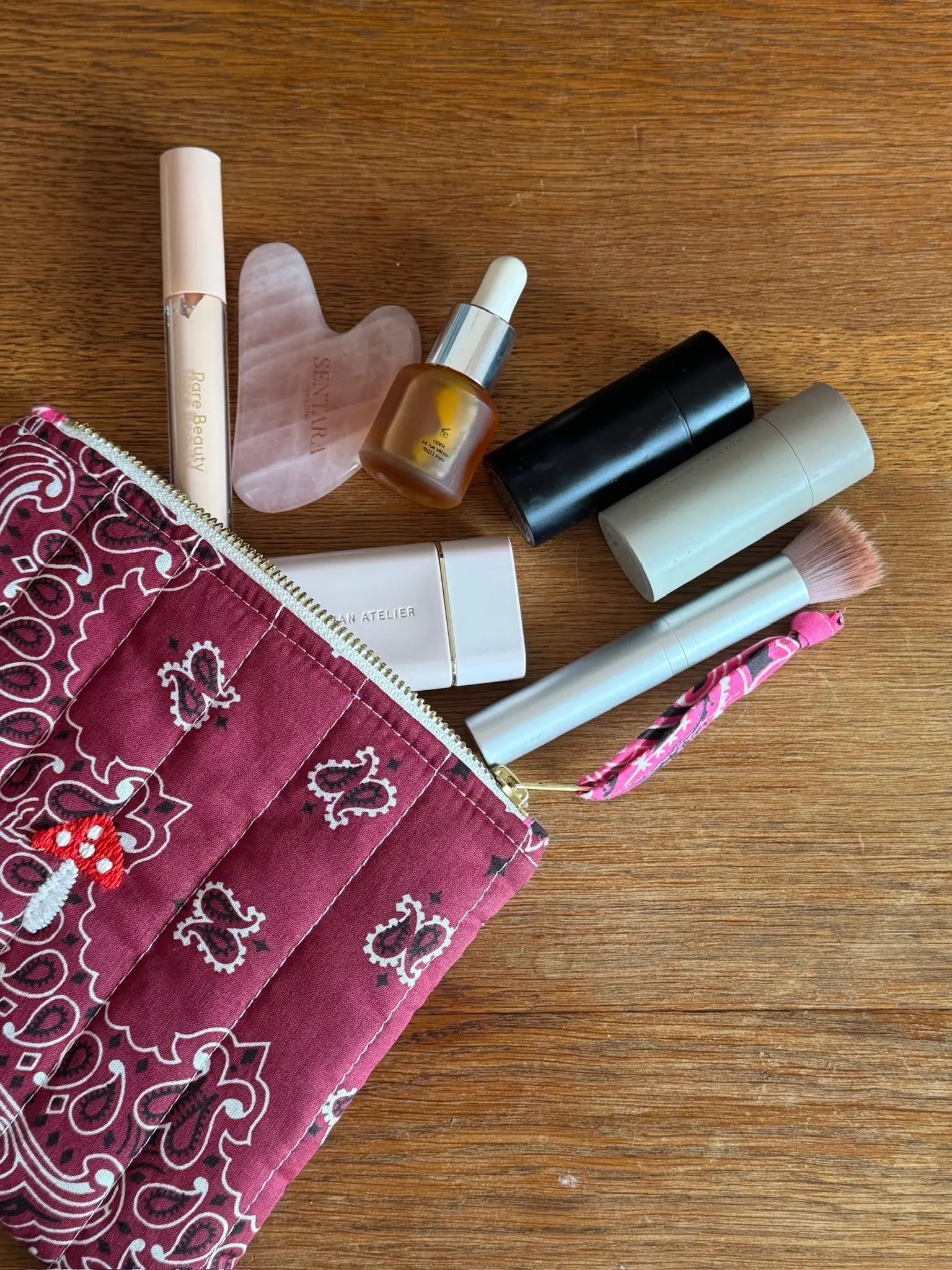 Mini Pochette Zippée Matelassée - CHAMPIGNON - Bordeaux / Fuchsia - Image 6