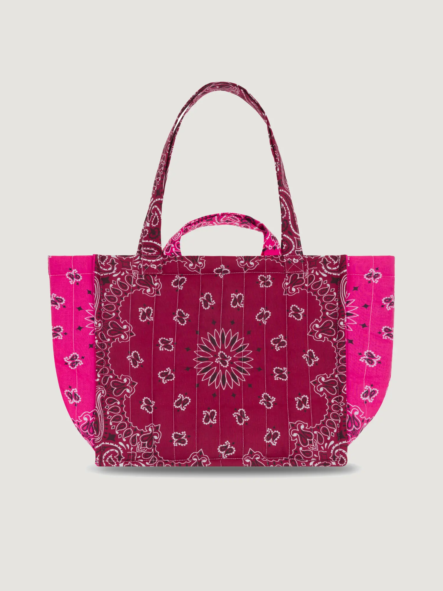 Moyen Cabas Matelassé - LOVE - Bordeaux / Fuchsia - Image 3