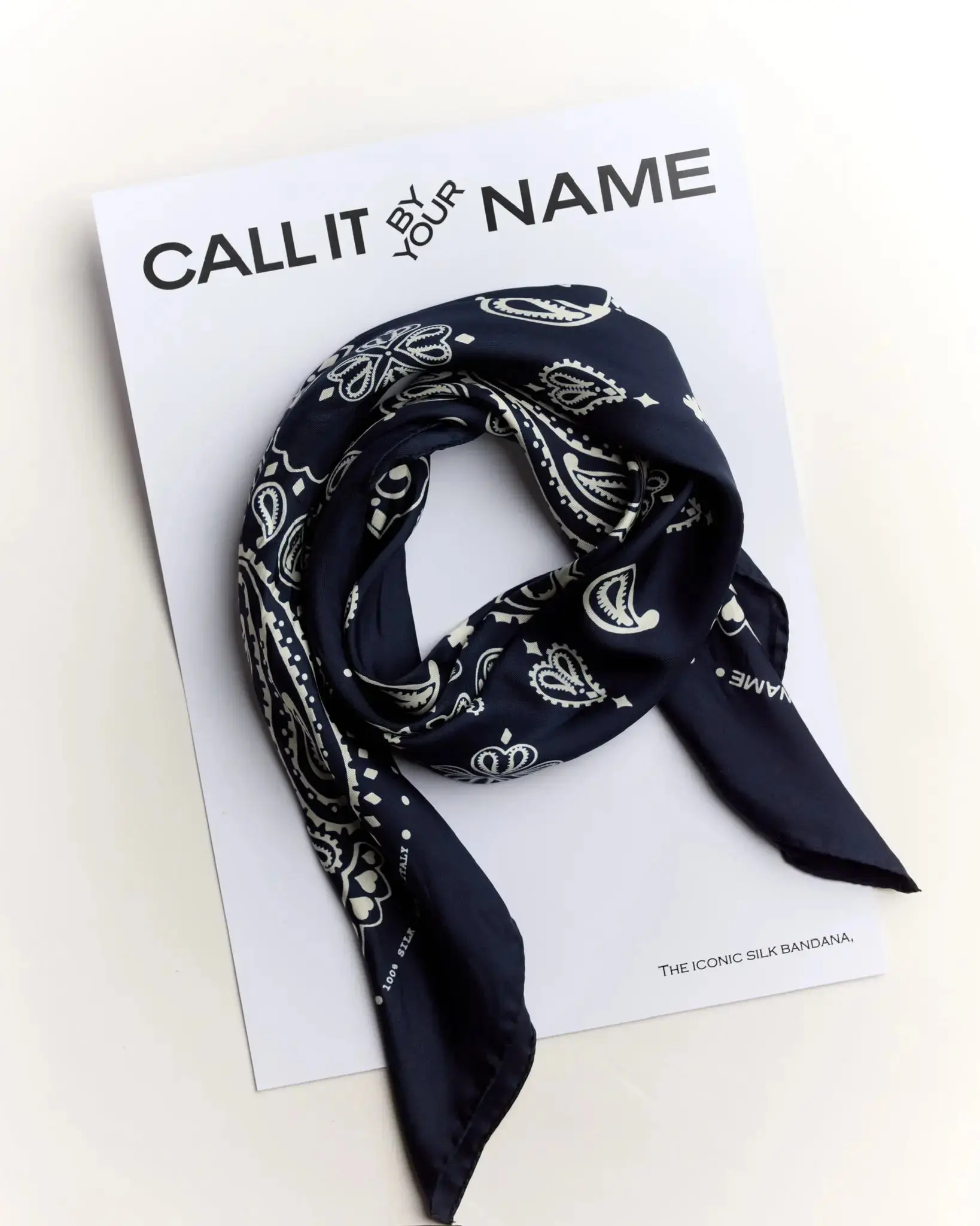 Bandana en Soie - STAR - NAVY - Grand Modèle - Image 5