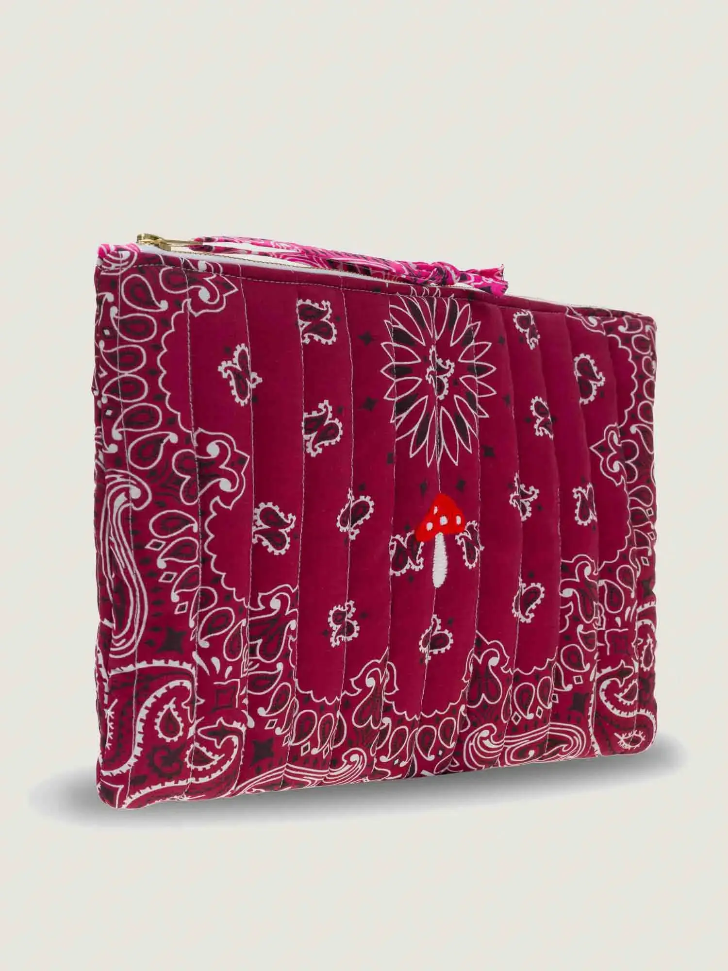 Pochette Matelassée Ordinateur - CHAMPIGNON - Bordeaux / Fuchsia - Image 3