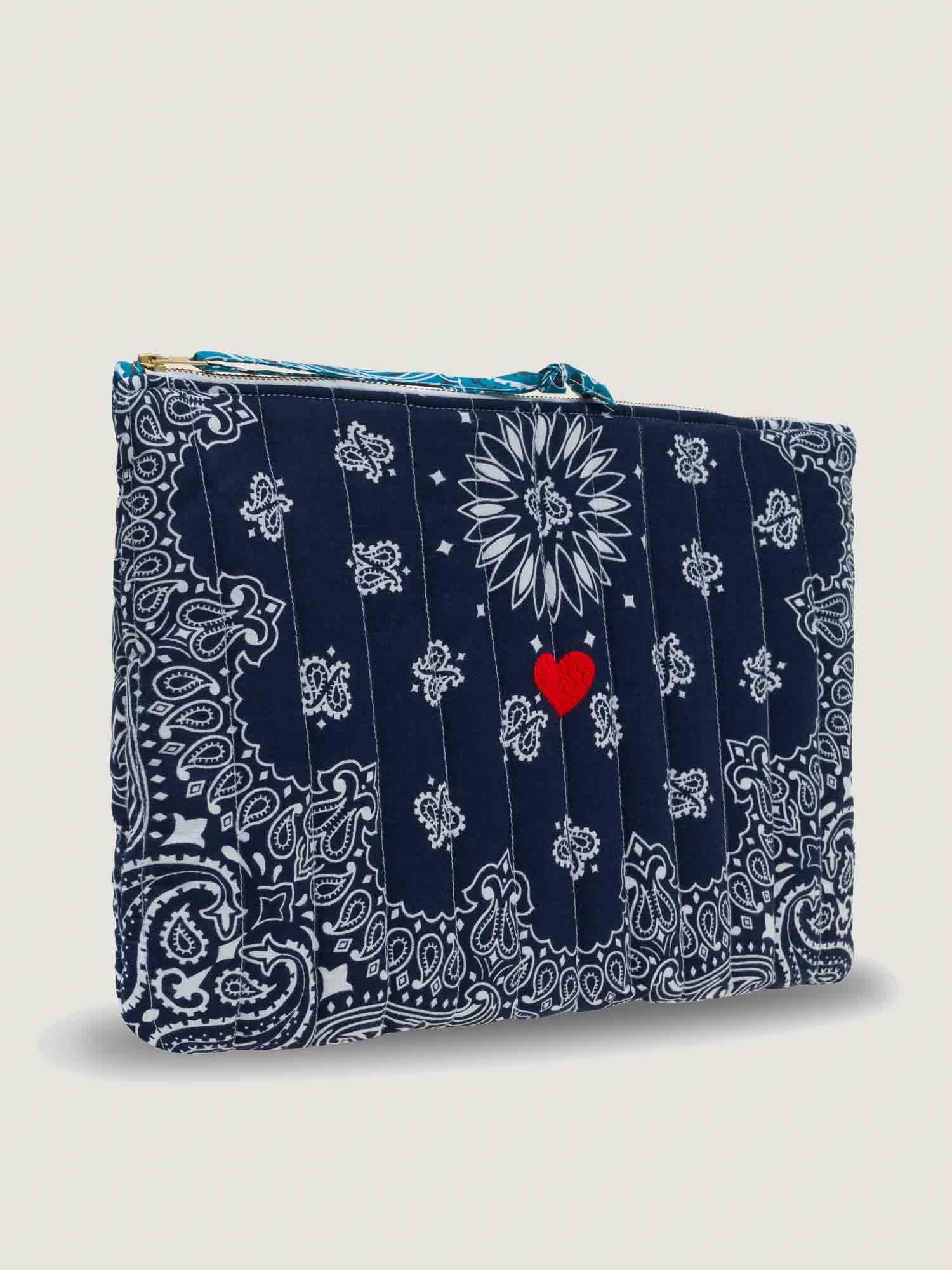 Pochette Matelassée Ordinateur - COEUR - Navy / Pétrole - Image 3