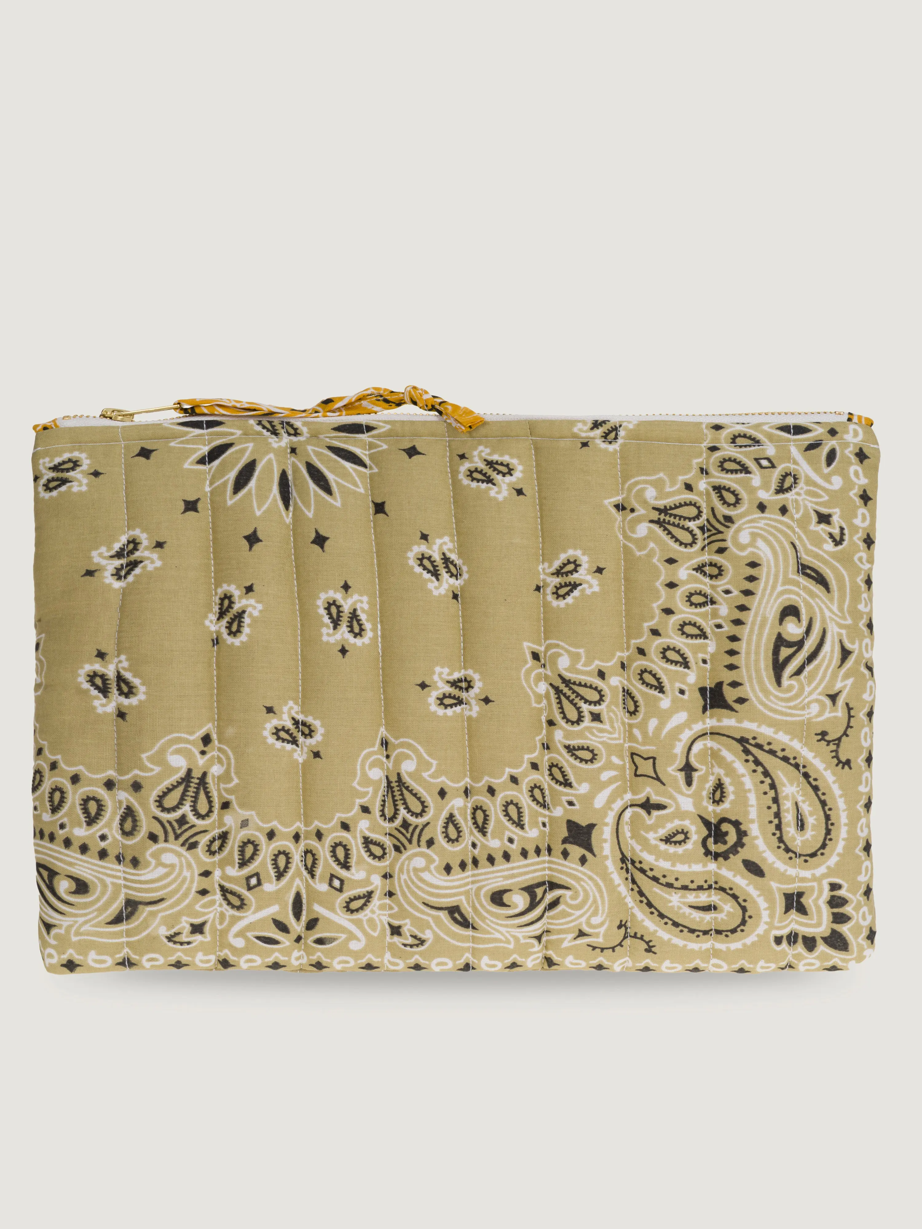 Pochette zippée Matelassée - CHAMPIGNON - Beige / Moutarde - Image 2
