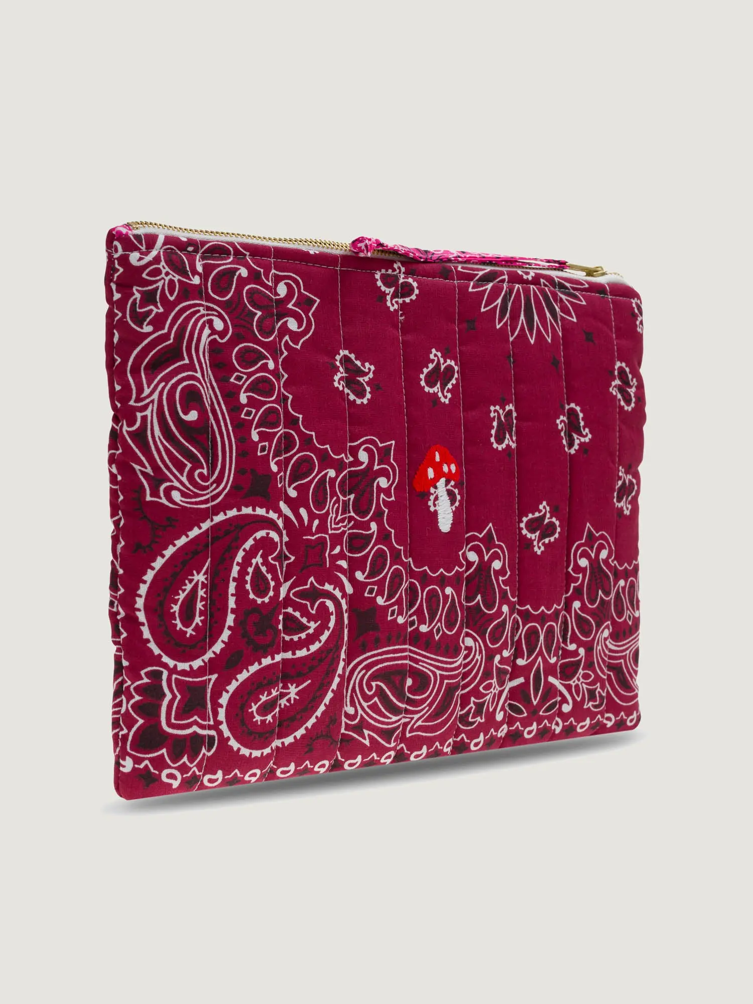 Pochette Zippée Matelassée - CHAMPIGNON - Bordeaux / Fuchsia - Image 2