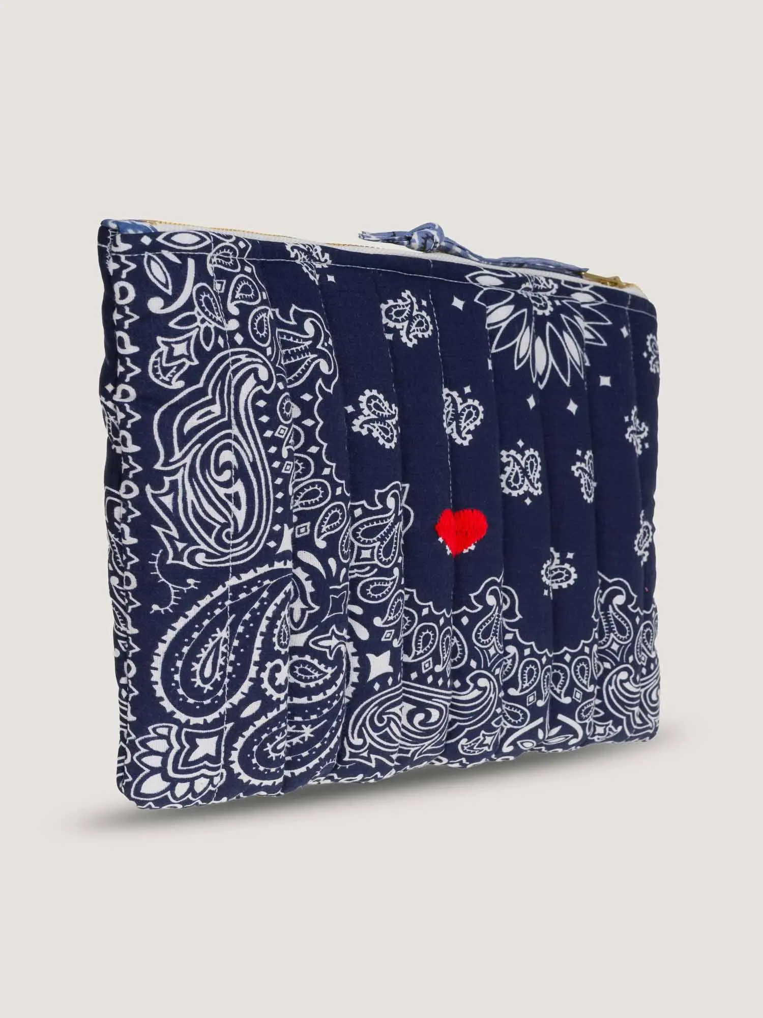 Pochette zippée Matelassée - COEUR - Navy / Chambray - Image 3