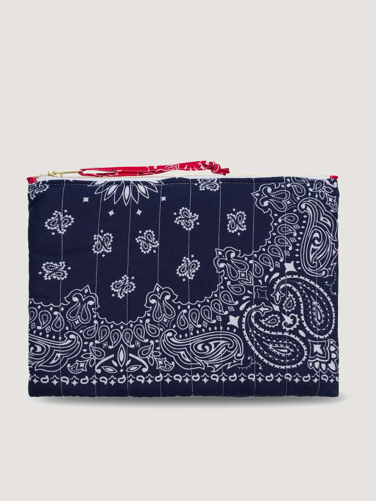 Pochette Zippée Matelassée - COEUR - Navy / Real Red - Image 4