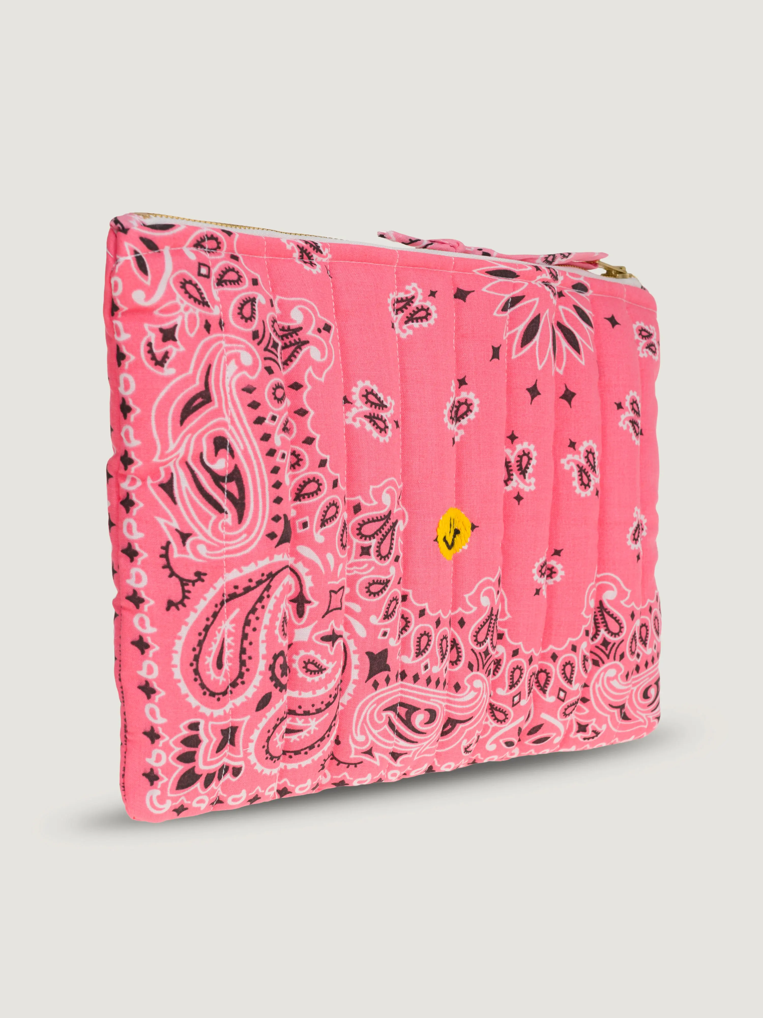Pochette zippée Matelassée - HAPPY FACE - Strawberry Pink / Pale Pink - Image 3